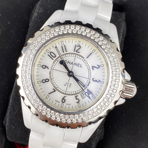 chanel j12 white ceramic watch with diamonds price|chanel j12 white price.